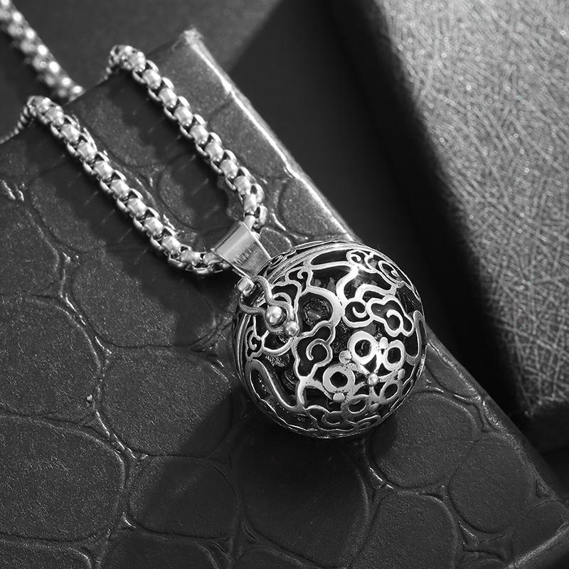Exquisite Aromatherapie-Kugel Hohl Anhänger Kann geöffnet werden Halskette Geeignet für Männer und Frauen Retro Multifunktionaler Schmuck