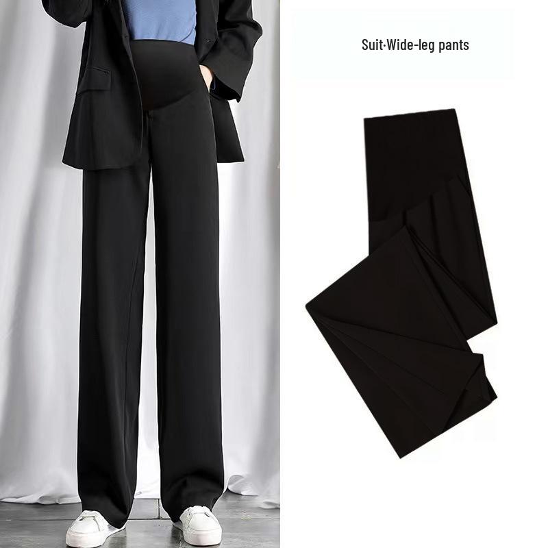 

Maternity Spring-Autumn Classic Casual Wide-Leg Slim Straight-Leg Floor-Length Trousers Suit Extra Large (XL) чорний
