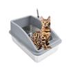Cat Litter Tray Stainless Steel Multifunctional Spacious Size Open Top Heightened Fence Kitty Litter Box for Home