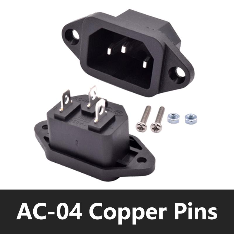 5/20/100PCS Black 3Pins Terminal Male Plug lEC320 C14 Inlet Power Plug Socket AC-04 Panel Mount AC 250V10A Charging Outlet