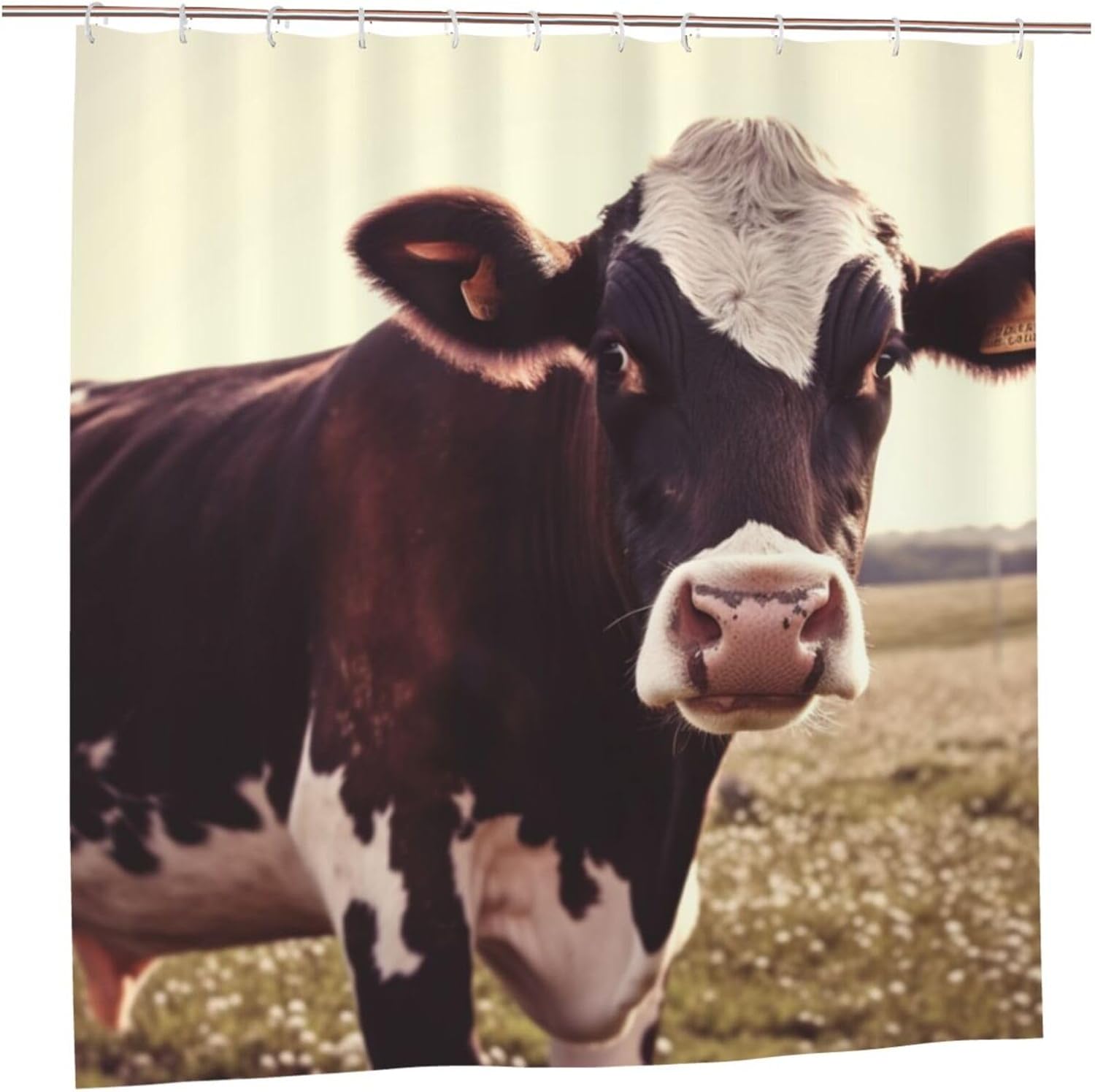 

Шторка для душа в ванную дюймы Водонепроницаемая ткань Шторки для душа с 12 крючками Животное Корова Набор штор для ванны для ванн Ванна 120x180cm