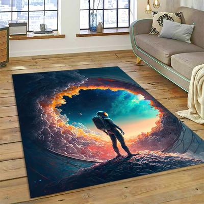 Weltraum Astronaut Universum Raumfahrer Cartoon Teppich Teppich für Zuhause Wohnzimmer Schlafzimmer Sofa Fußmatte Dekor, Kinderbereich Teppich Rutschfest