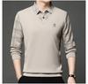 Men's Autumn/Winter Faux Two-Piece Fleece Polo Base Layer Shirt