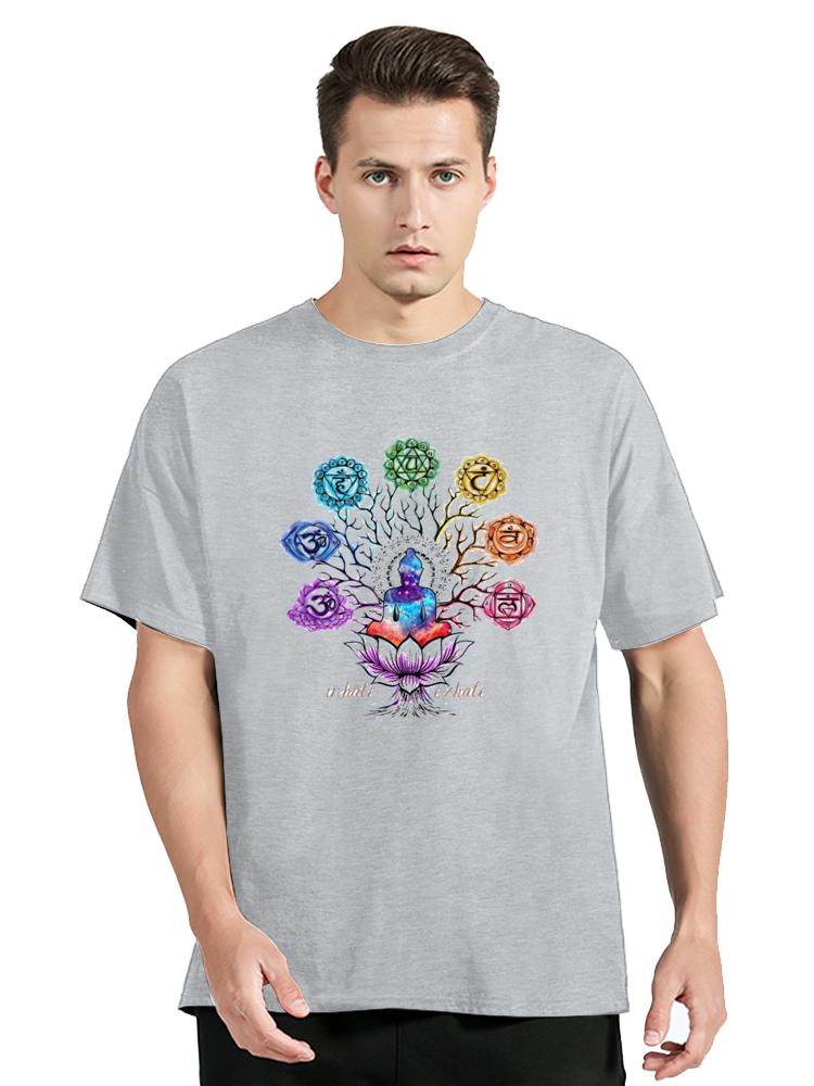 Rainbow Namaste Lotus Graphic Print Tshirt Women Meditation Breathe T-Shirt Female Yoga Posture T-Shirt Men Cotton Tops Tee