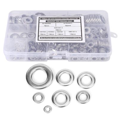 720Pcs Flat Washer Kit 304 Stainless Steel Silver Spring Gasket Assortment Set M3M12