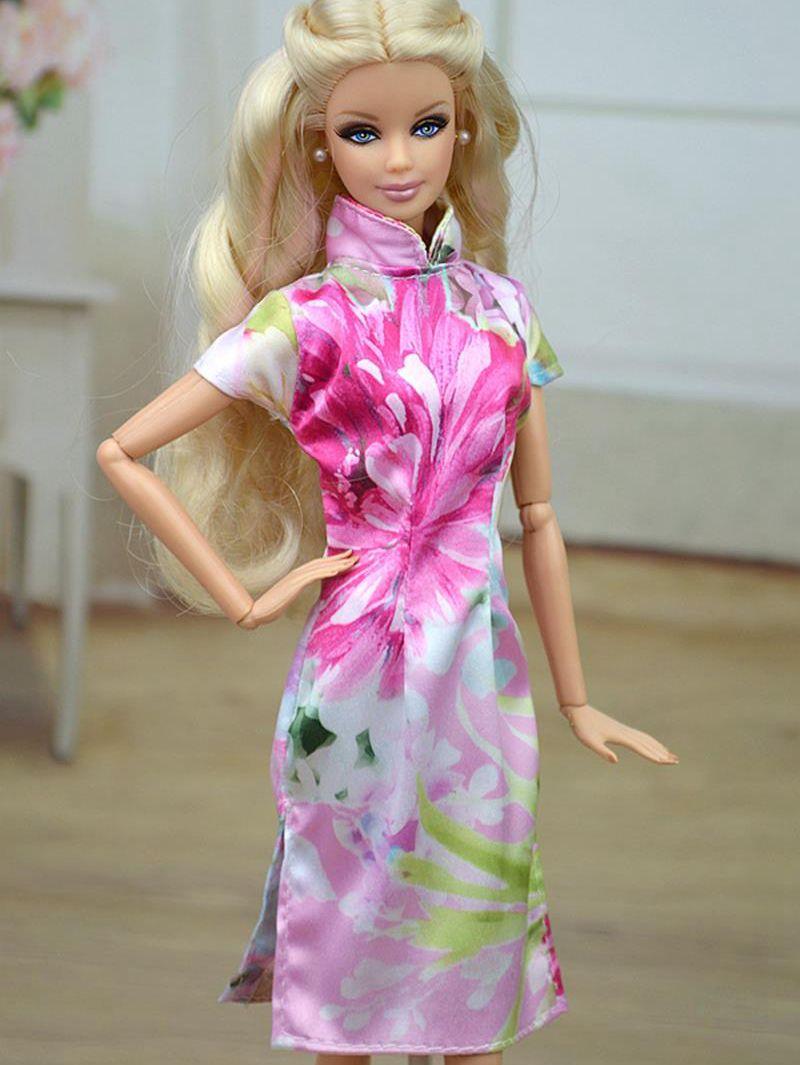 

Китайское традиционное платье, платье ципао для куклы Барби, одежда, костюм ципао, вечерние платья для кукол 1/6, дети разноцветный