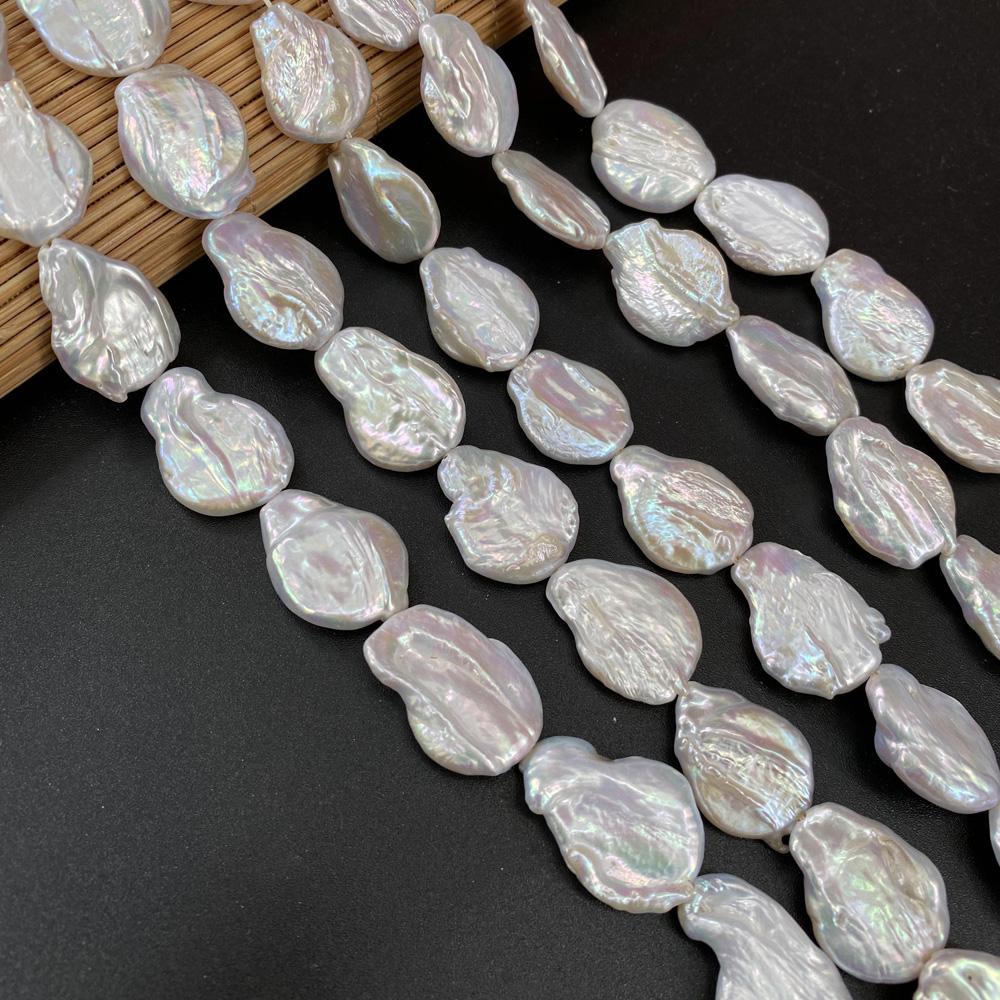 1String, Irregular Pearls, 15×25-18×27mm, White Natural Freshwater Pearl Beads for Jewelry Making DIY Supplies, Women's Craft Gifts 36cm