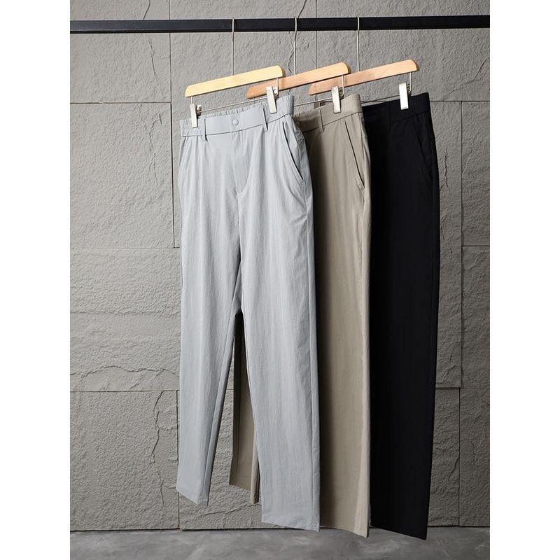 Outdoor Business Casual Thin Stretch Cool Feeling Ice Silk Leggings Men's Summer Straight Pants Foreign Trade Men's Trousers Quick-Drying Trousers