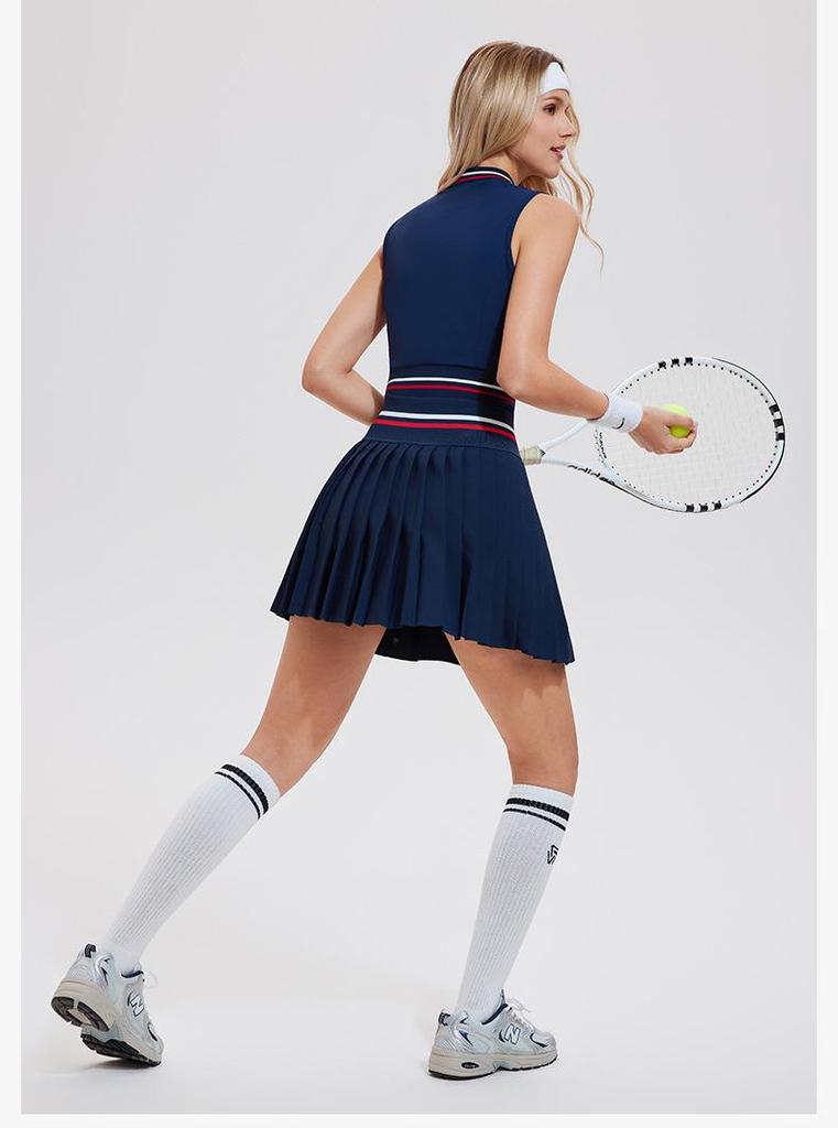 Women's Cross-Border Sleeveless Sports Vest and Short Sleeve Polo Tennis Outfit Set - Running & Fitness Yoga Wear Top
