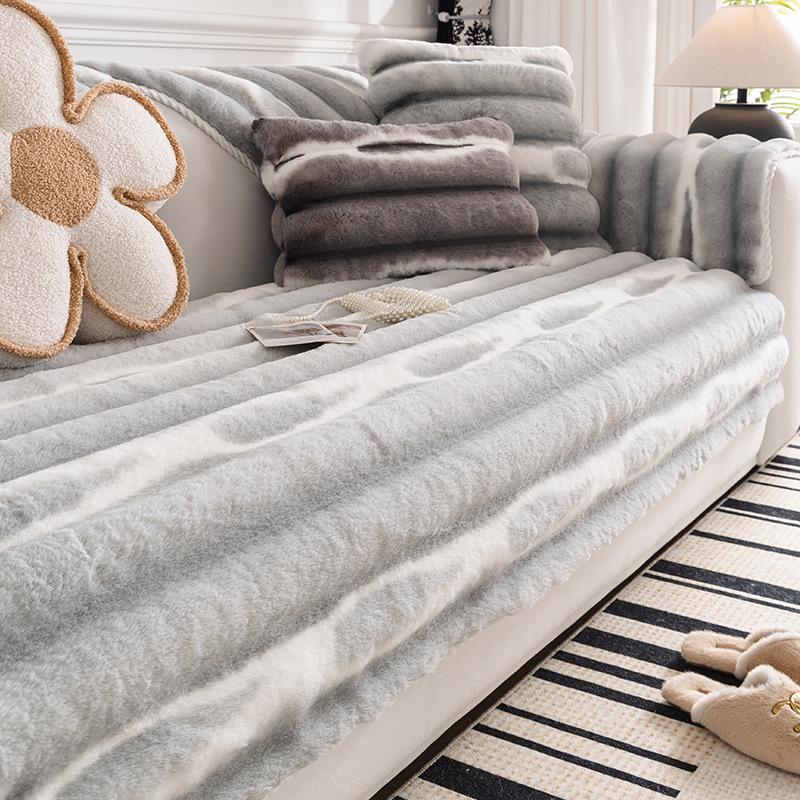 

Новый зимний плюшевый чехол для дивана, нескользящий коврик для дивана, утолщенное теплое мягкое полотенце для дивана, универсальная подушка для дивана для гостиной, домашний декор 45x45cm pillowcase светло-серый