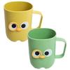 Cartoon Toothbrush Holder Cups, 2pcs Plastic Bathroom Accessories with Smooth Surface, Cute Travel Tumblers for Easy Grip, Yellow and Green