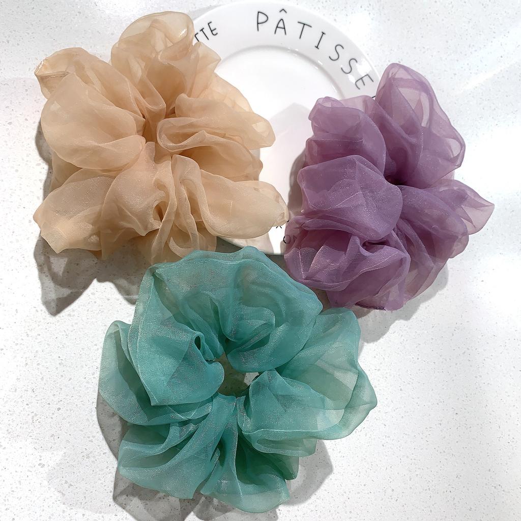 Super Bright Organza Large Intestine Ring Hair Band Girl Head Band Fashion Wide Edge Hair Accessories
