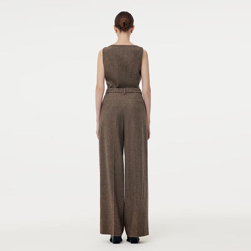 GOELIA Women's Washed Wool Straight-Leg Trousers