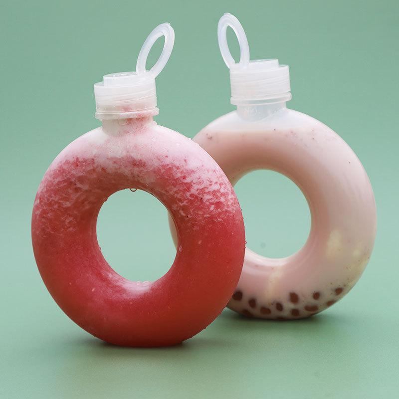 350Ml Cute Donut Kids Water Bottle Leak-Proof Travel Cup Children Anti Fall Transparent Drinking Bottle Sports Water Bottle