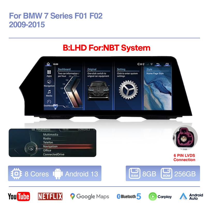 12.3" Car Multimedia Video Player For BMW 7 Series F01 F02 2009-2015 GPS Navigation Original CIC NBT System Carplay 4G 360Camera