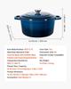 Enameled Cast Iron Dutch Oven, 5.7L Pot with Lid and Dual Handles, Heavy-Duty Durable Cookware Pan, Oven Induction Compatible up to 260 , for