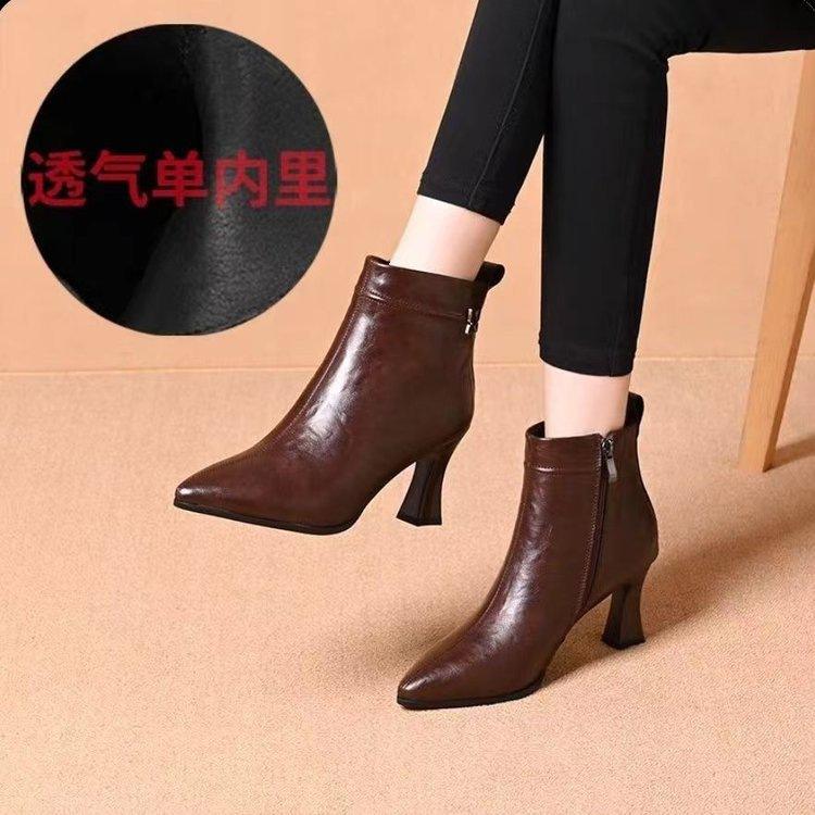 New Short Boots In Autumn and Winter, Thin Boots, Velvet Warm Martin Boots, Thick Heel Single Boots