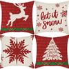 New Christmas Pillowcase Elk Print Snowflake Christmas Tree Decoration Festive Pillowcase
