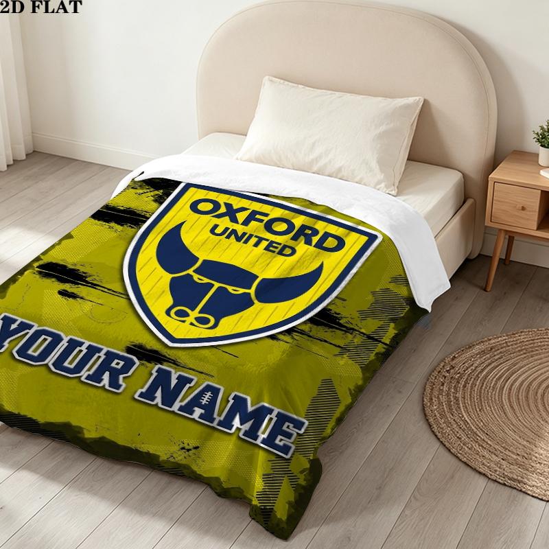 Benutzerdefinierter Name Oxford FC Aufdruck Flanelldecke, Hohe Qualität, Bequem für alle Jahreszeiten, Heimdekoration, Wärme und Komfort, Perfekt für Weihnachtsgeschenke