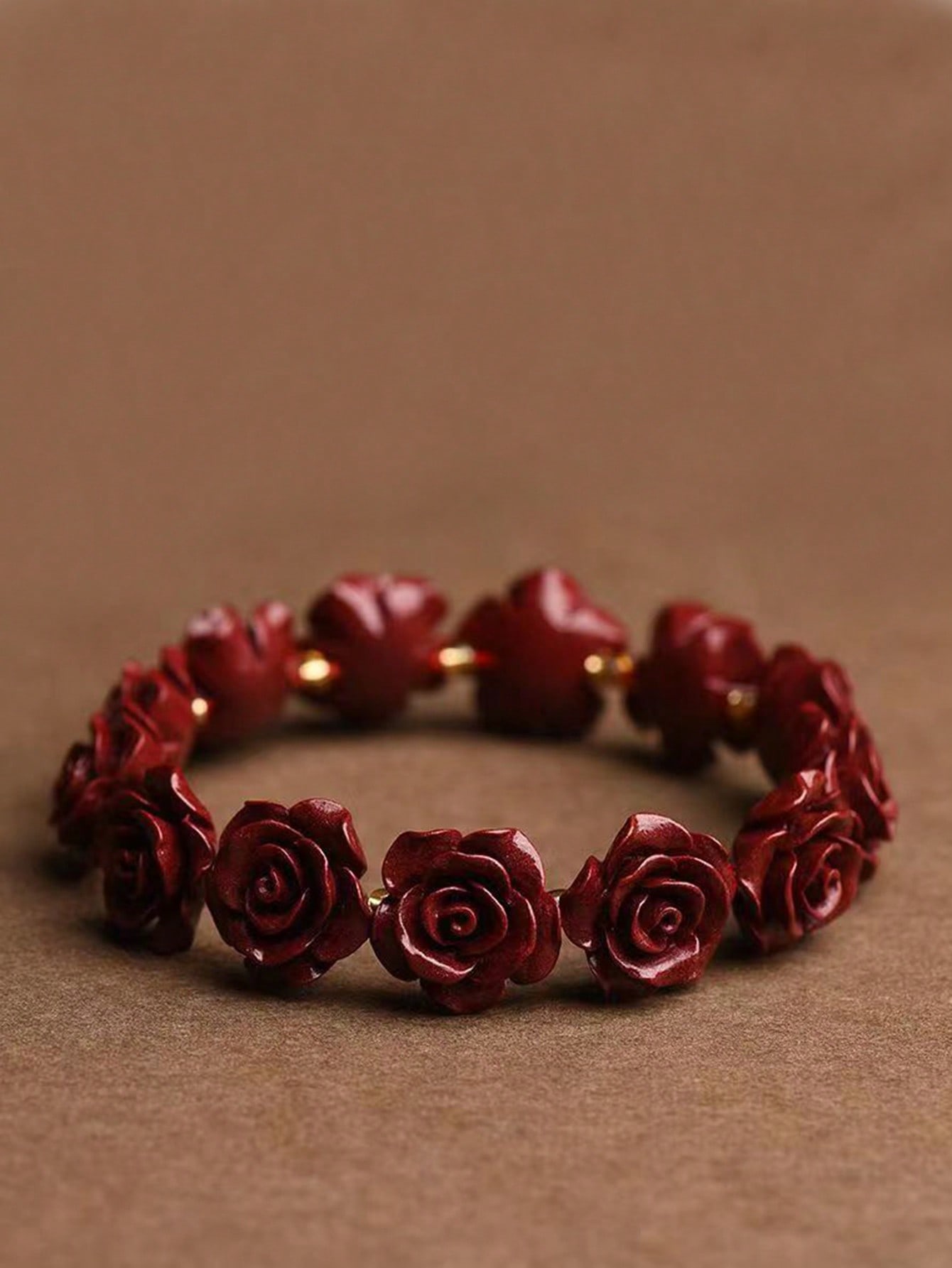 

Браслет из эластичной нити «Вермильоновая роза», Браслет с бусинами в виде четырехлистного клевера, Модный женский браслет, Ювелирный подарок