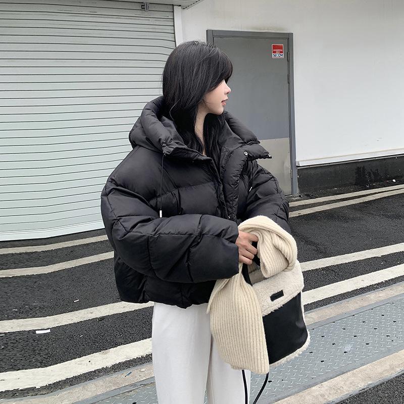 Nuova Giacca Imbottita in Cotone da Donna Corta Larga Invernale con Cappuccio Giacca Imbottita in Cotone Cappotto Caldo Imbottito