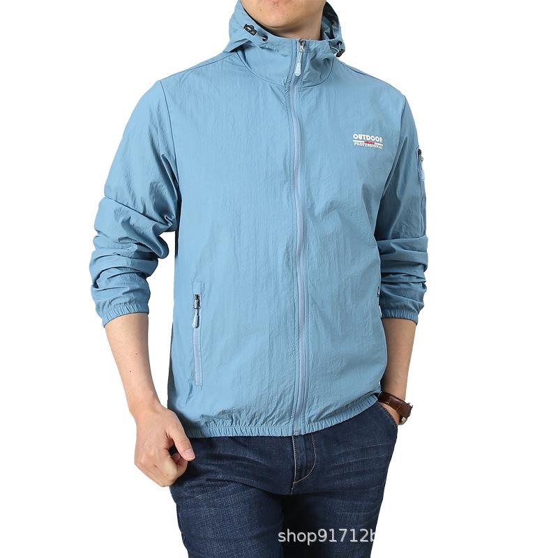 Men's Summer Quick-Dry Breathable Anti-UV Hooded Windbreaker for Outdoor Activities