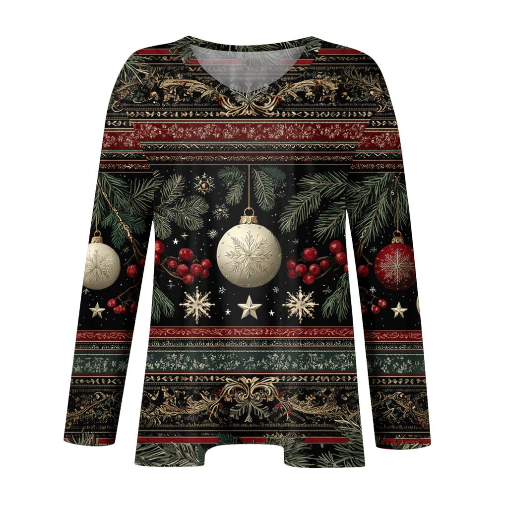 Women's Fashionable Casual Long Sleeved Plus Size  Print Top Plus Size Floral Print Top