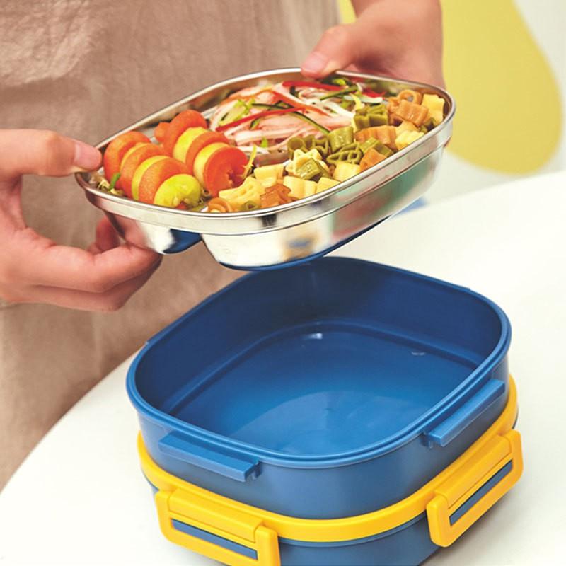 Stainless Steel Lunch Box Students With Utensils Leakproof Compartmentalized Bento 304 Food Grade