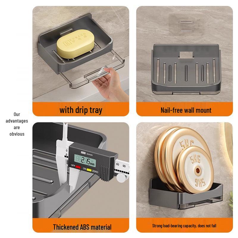 Wall-Mounted Draining Soap Holder: Punch-Free, No Water Accumulation, Creative Bathroom Storage Rack