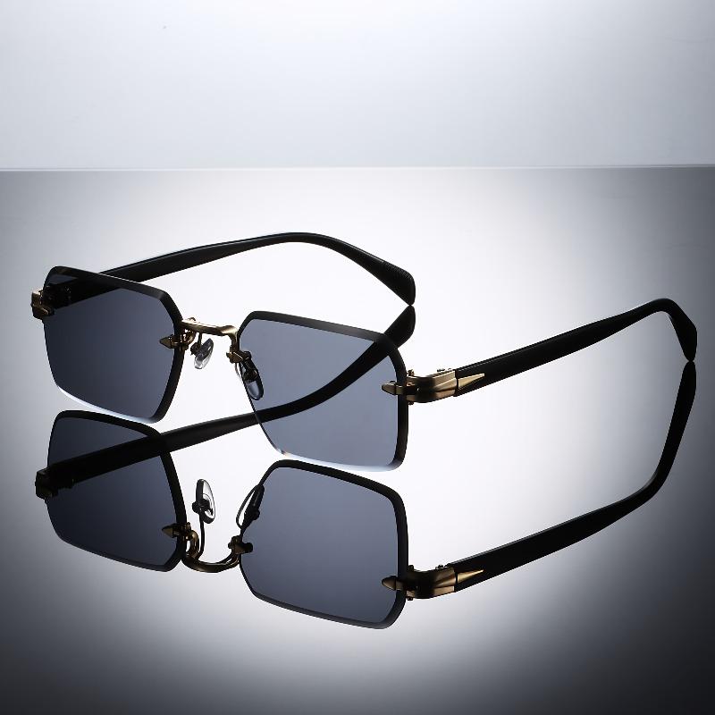 1 Pair of Frameless Square European and American Fashion Glasses with Cut Edges Available In Multiple Colors