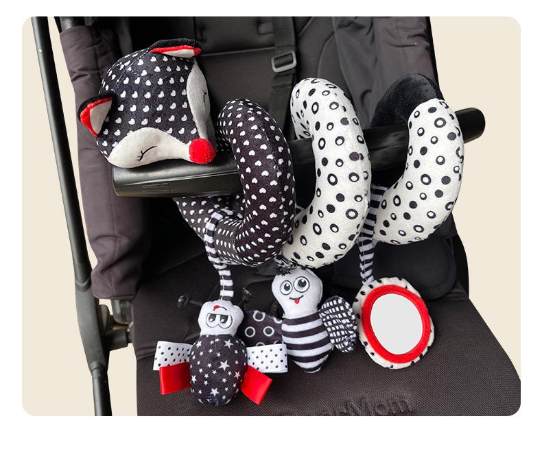 Newborn Black and White Visual Training Crib Hanging Plush Toy for Soothing Babies