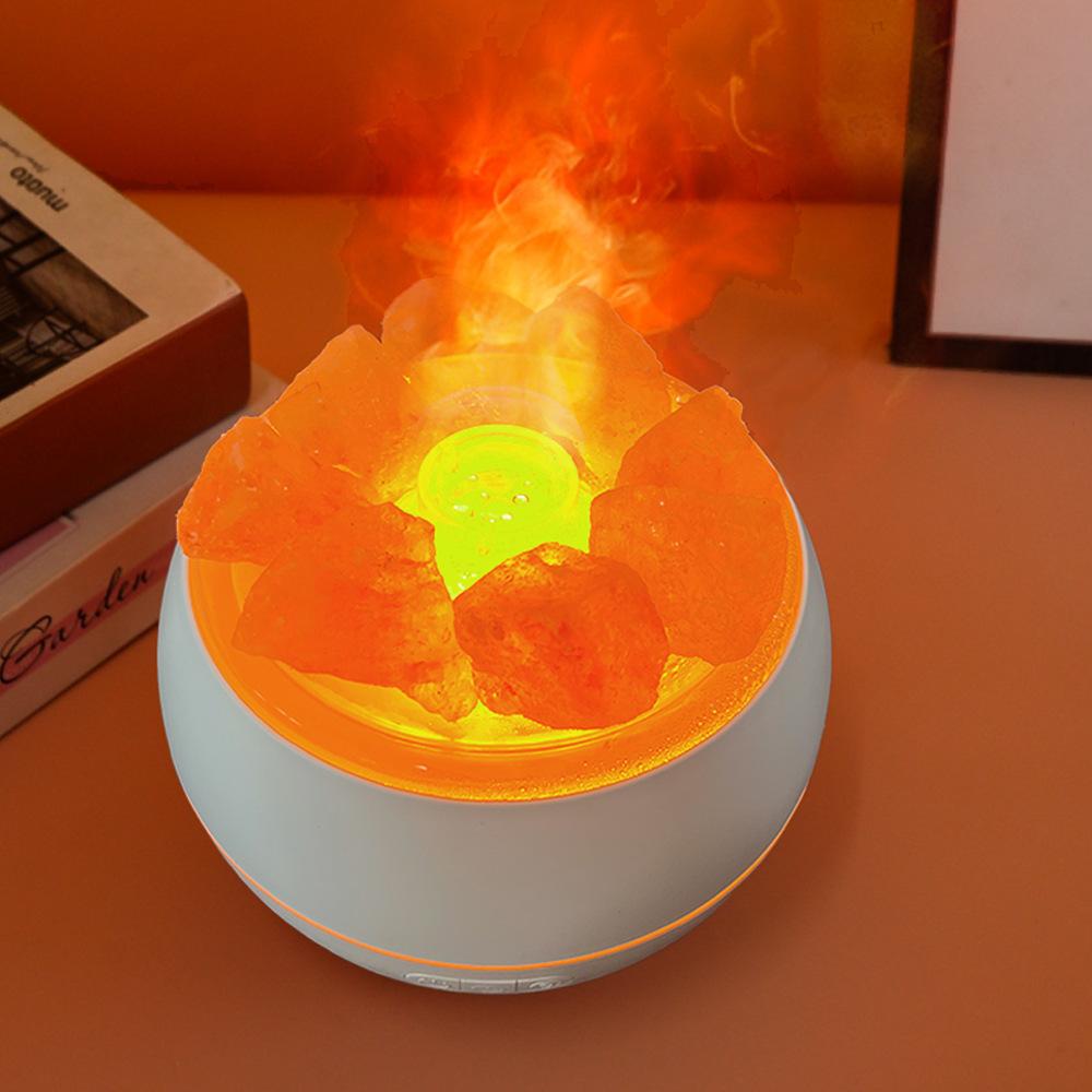 1PC Creative Salt Stone Multifunctional Colorful Flame Aromatherapy Machine Home Bedroom Office Humidifier