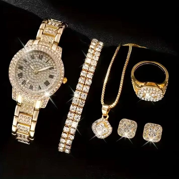 Popular Ladies Watch Cornucopia Fashion Casual Roman Quartz Set Full Diamond Bracelet Fashion Watch