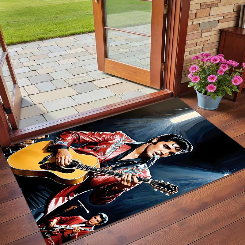 Tappeto Antiscivolo in Velluto di Cristallo, Tappeto con Design di Elvis Presley per Interni Soggiorno Camera da Letto Decorazione Casa
