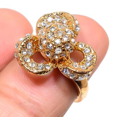 Natural Cubic Zirconia Gemstone Handmade 925 Sterling Silver Ring Size 6.5 R7H36