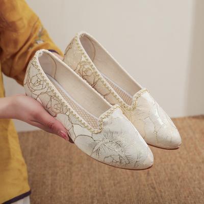 [Qianrou] 2024 Summer New Products Chinese Style Retro Embroidered Shoes Ethnic Style Women's Shoes Ancient Women's Shoes Hanfu Shoes