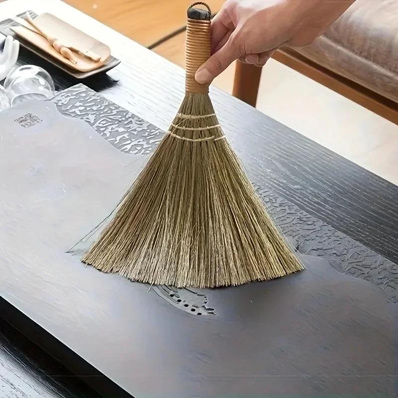 1pc Handmade Grass Broom, Small Handmade Dust Broom, Cleaning Tools, For Housekeeping Services Offices Hotels