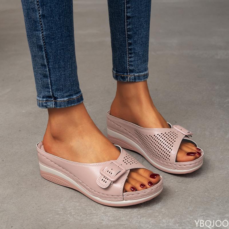 Fashion Women's slope heel outdoor casual closed flat shoes summer new style thick soled women's casual shoes for outdoor wear