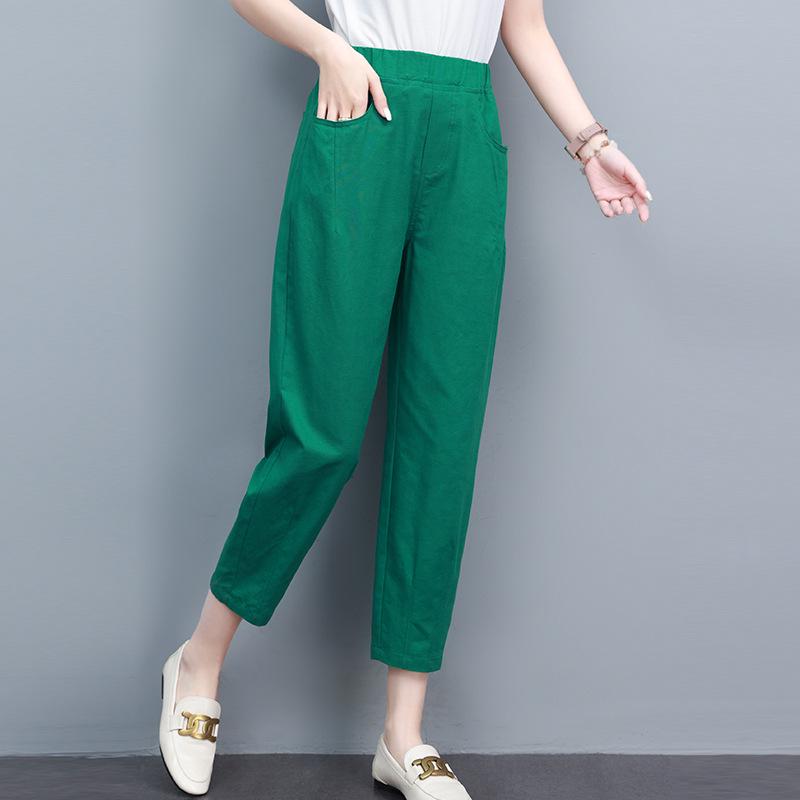 Women's Summer High-Waist Loose Seven-Point Harem Pants - Slimming Fit with Small Leg Trousers