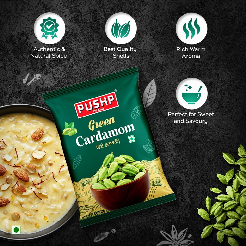 Pushp Green Cardamom Whole Elaichi 500 g Pack Of 1 Premium Sabut Hari Elaichi For Authentic Cooking Aroma And Natural Freshness