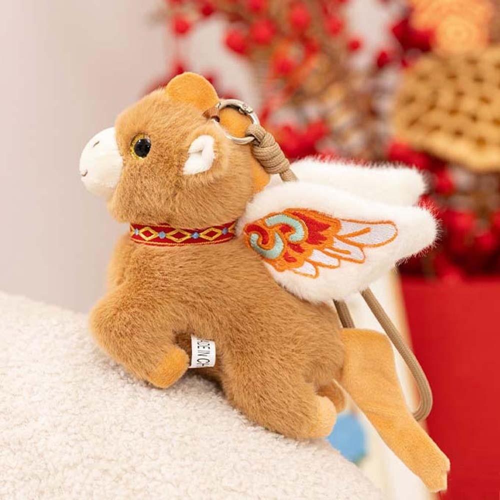 with Wings Horse Year Mascot Keychain Cute Lucky Horse Doll Pendant  Spring Festival