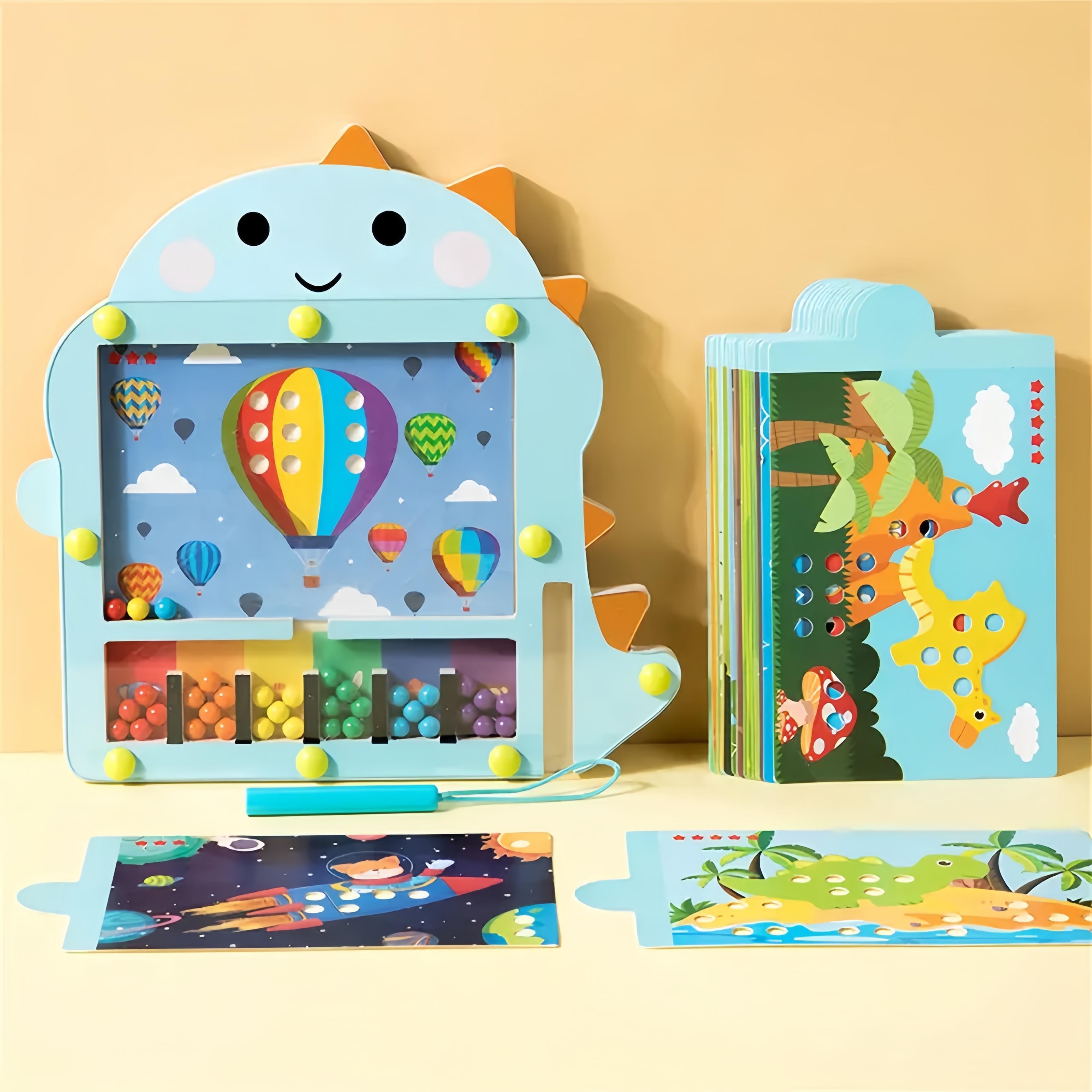 

Montessori Wooden Toys Magnetic Maze Toys Kids Color Sorting Toys Early Learning Activities Board Dinosaur Puzzle Drawing Toys
