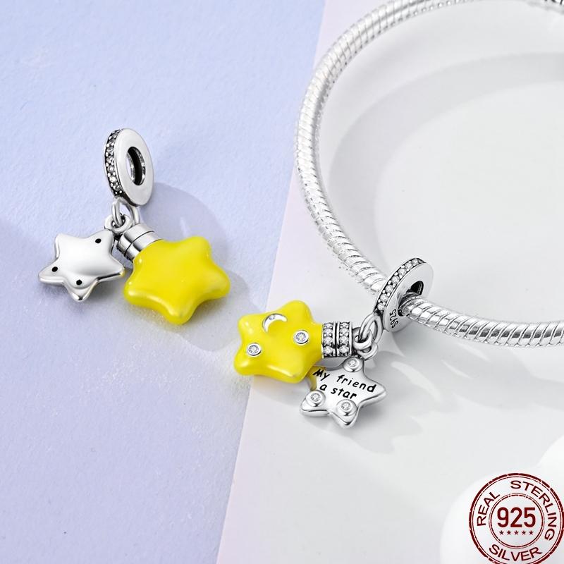 Copper Art Golden Zircon Saturn Flower Butterfly Charm Beads Suitable For 3Mm Original Bracelet Jewelry