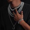 Hip Hop Thick Cuban Chain Men Necklace Silver Color Vintage Stainless Steel Jewelry Fashion Plate Buckle Accessories