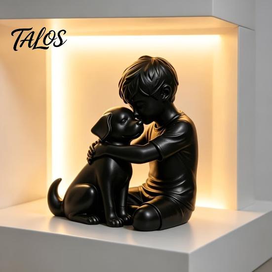 Talos 3D Printed Puppy And Boy Statue, Dog & Owner Sculpture, Hugging Figurine Decor, Home Decoration Healing Ornament Gift