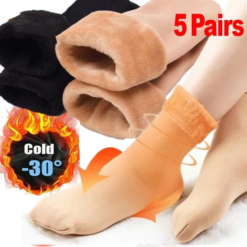 1/5 Paires Hiver Chaud Épaissir Polaire Chaussettes Courtes Femmes Thermiques Laine Cachemire Chaussettes Neige Velours Bottes Maison Sol Calcetines Mujer