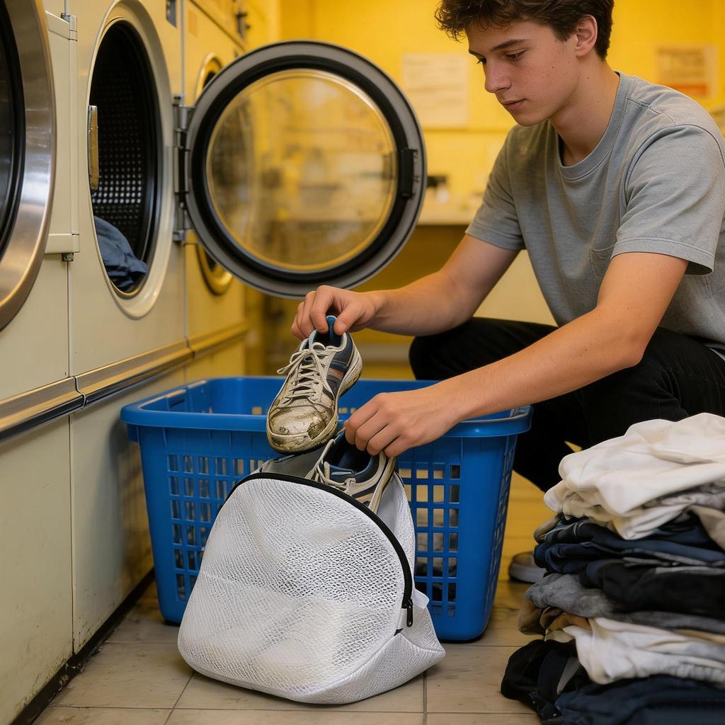 Shoe Washing Bag Mesh Fiber Laundry Bag For Shoe Underwear Wash Bags With Zips For Washing Machines Travel Clothes Storage