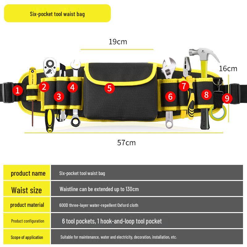 Geantă de talie pentru electrician, geantă pentru scule pentru construcții și renovări