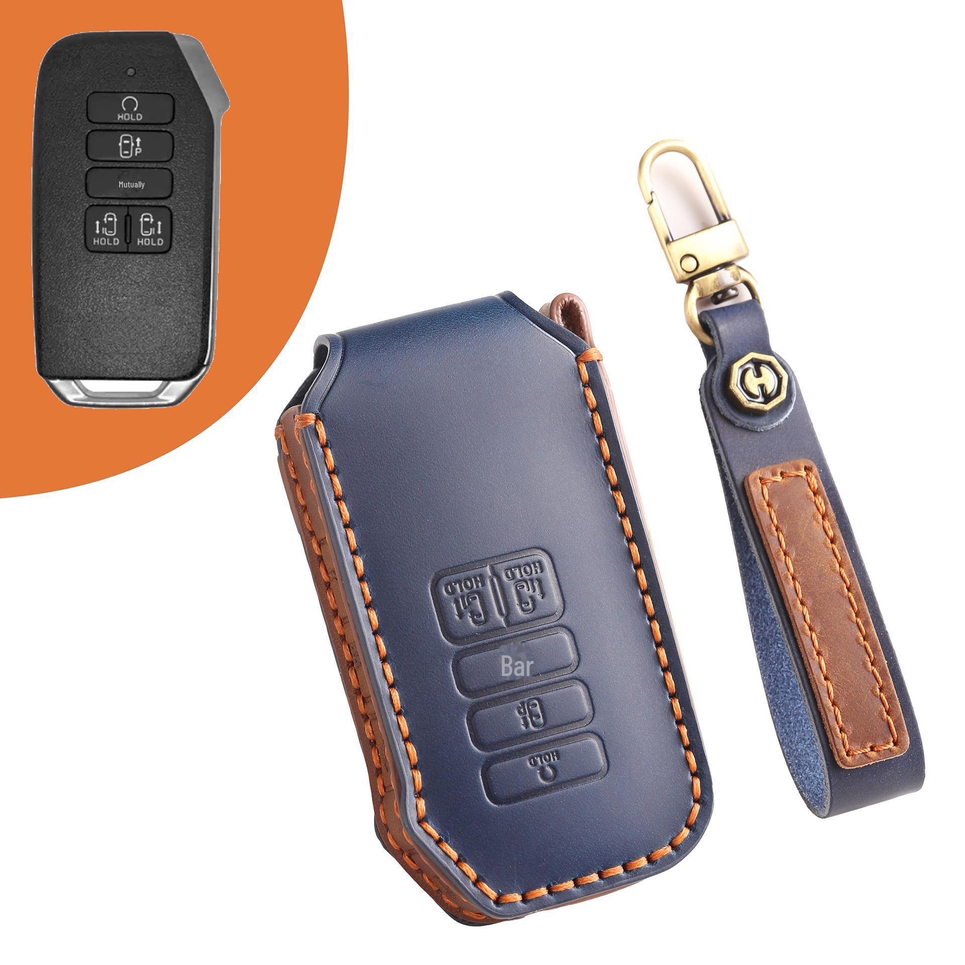 

Сумка для ключей из натуральной кожи ручной работы для автомобилей Kia синий