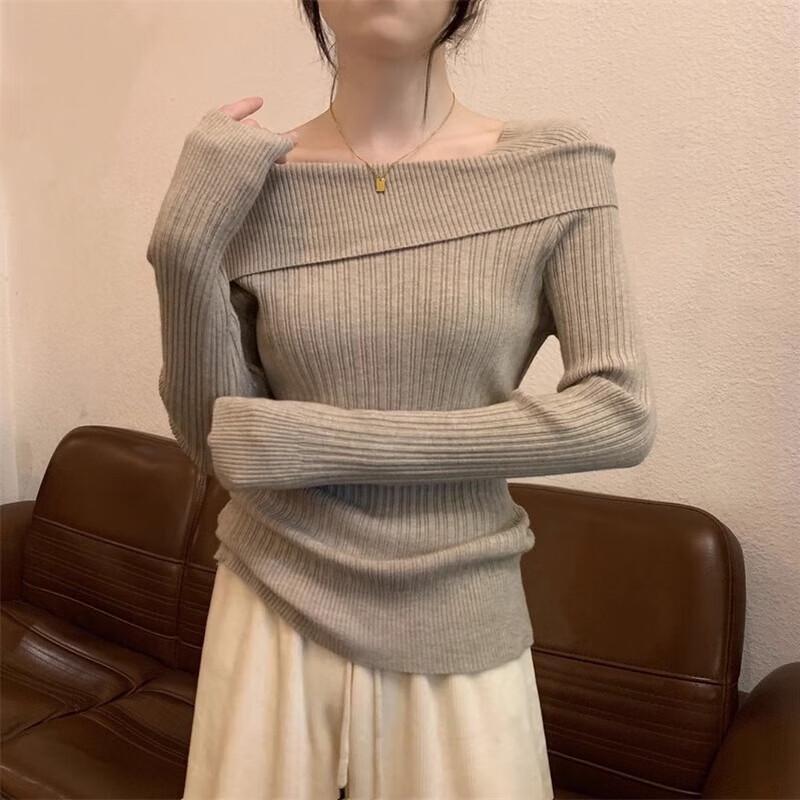 Women's French Style Knitted Long Sleeve Sweater Top